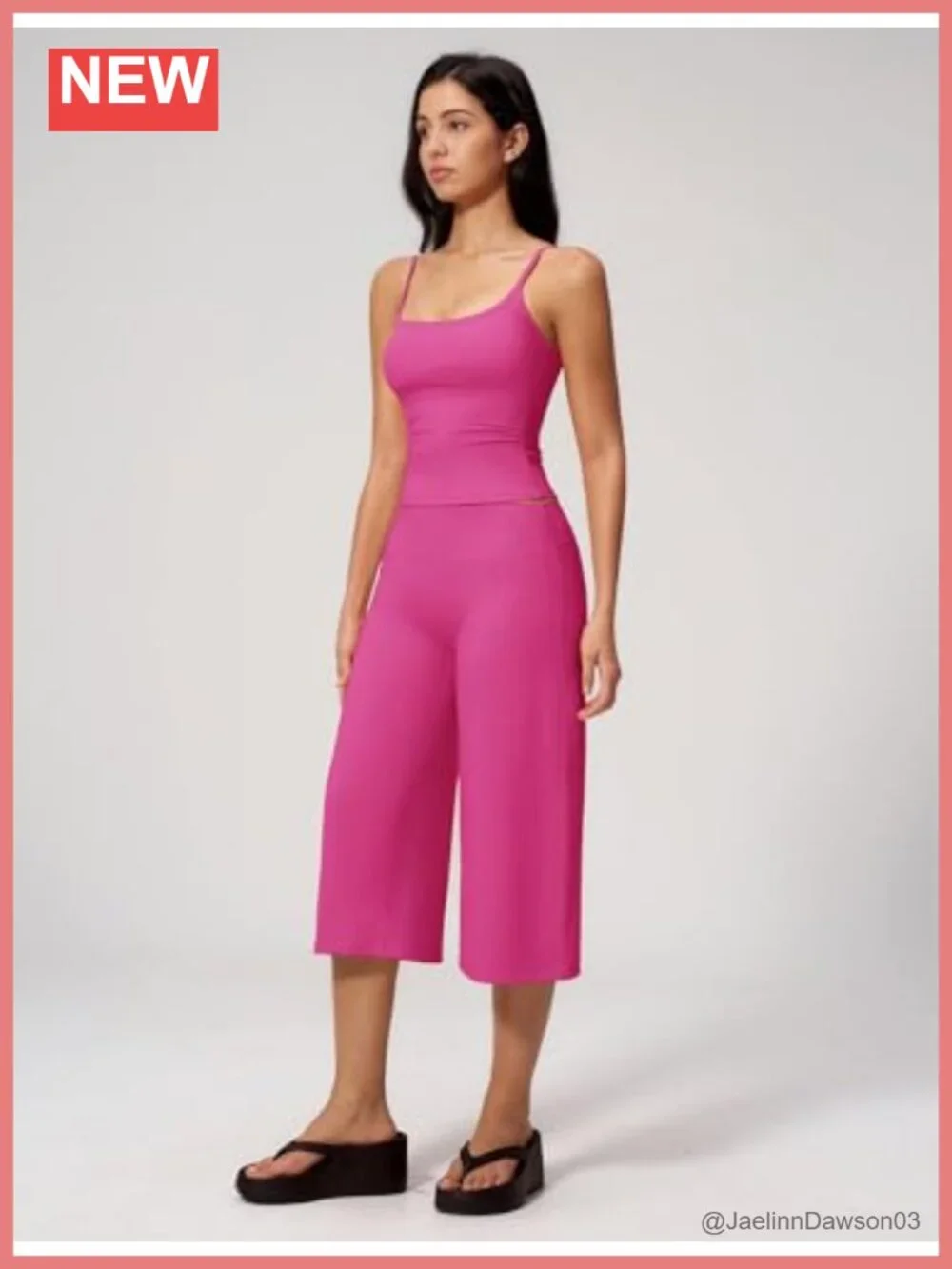 Women's Two-Piece Workout Set Halter Tank Wide Leg Capri Pants